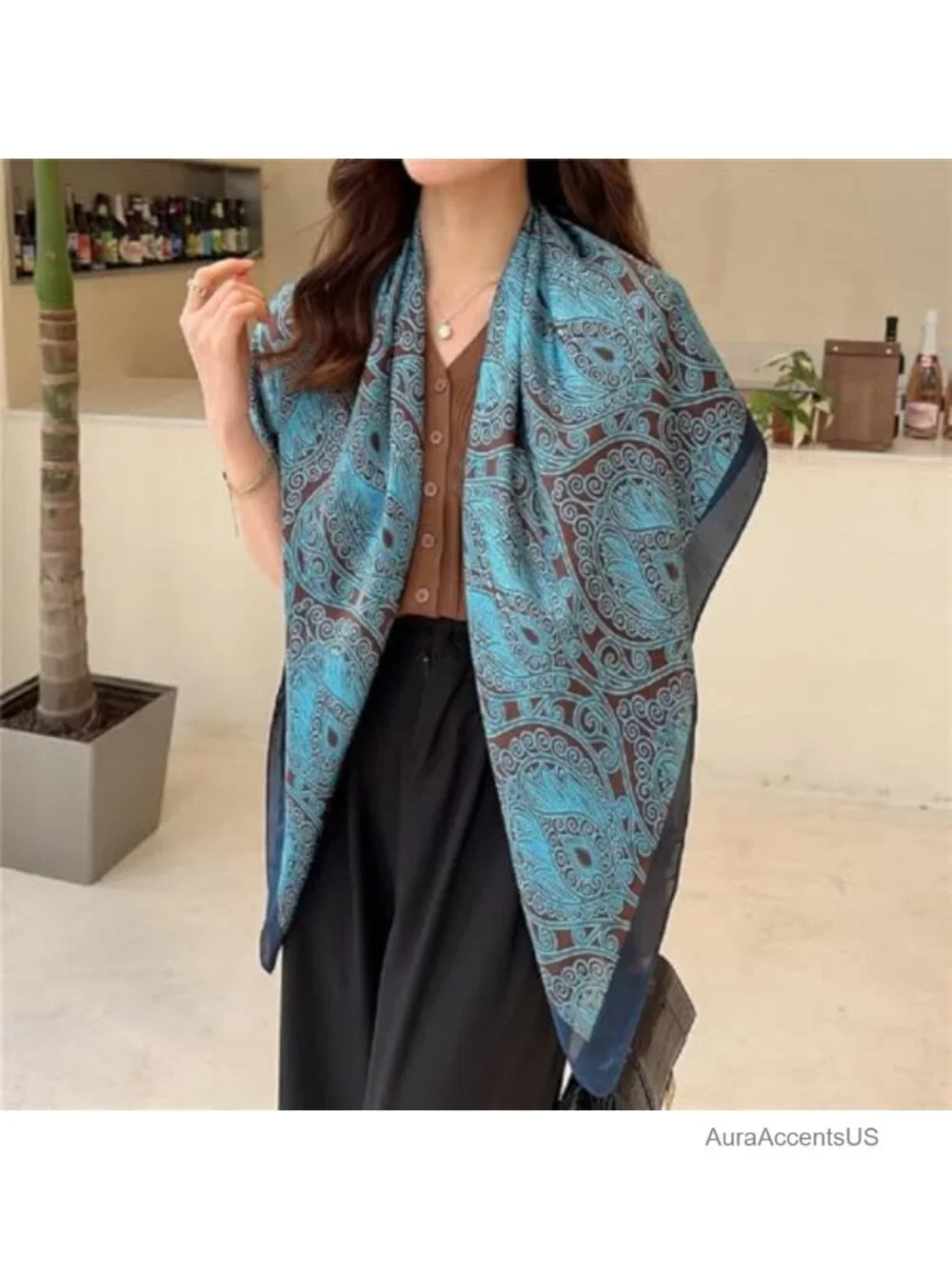XL 43 Inch Square Scarf Polyester Satin Silk Wrap Headscarf Hair Scarf